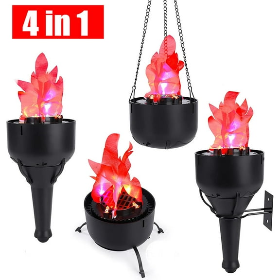 TOPCHANCES 4-in-1 3D Fake Fire Lamp Battery Operated, Artificial Fire Flames Campfire Hanging Flame Light for Christmas Halloween Stage Club Decor