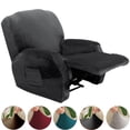 thumbnail image 1 of TOPCHANCES 4-piece Velvet Stretch Recliner Chair Slipcover, Non Slip 1-seater Sofa Couch Cover with Side Pocket, Dark Gray, 1 of 1