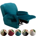 thumbnail image 1 of TOPCHANCES 4-piece Velvet Stretch Recliner Chair Slipcover, Non Slip 1-seater Sofa Couch Cover with Side Pocket, Green, 1 of 1