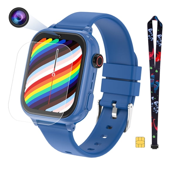 TOPCHANCES 4G Smart Watch for Kids, Smart Phone Watch 
with SIM Card GPS Tracker SOS Call WiFi Camera Video Music, 
Perfect Gifts for Boys Girls 4-12 (Blue)