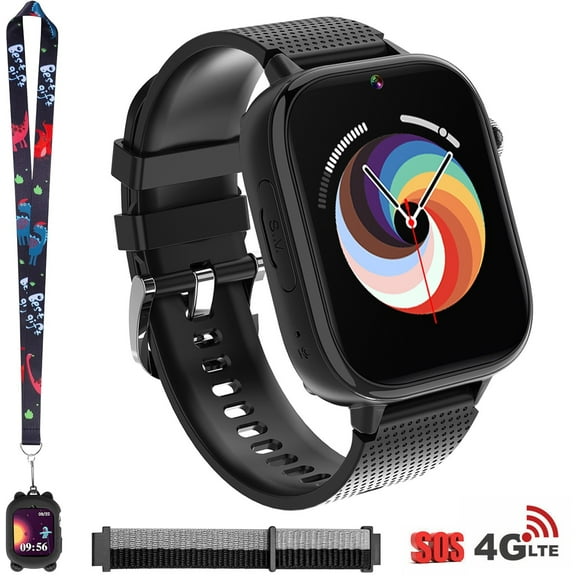 TOPCHANCES 4G Smart Watch for Boys Girls, 1.83in Touch Screen Kids Smartwatch with Games, Two-way Voice Calls, SOS Call, SMS function (Black)