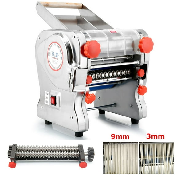 TOPCHANCES 550W Electric Pasta Maker, Automatic Noodle Machine, 2-in-1 Heavy Duty Stainless Steel Dough Roller Pressing Machine (Noodle Width: 3mm/9mm)