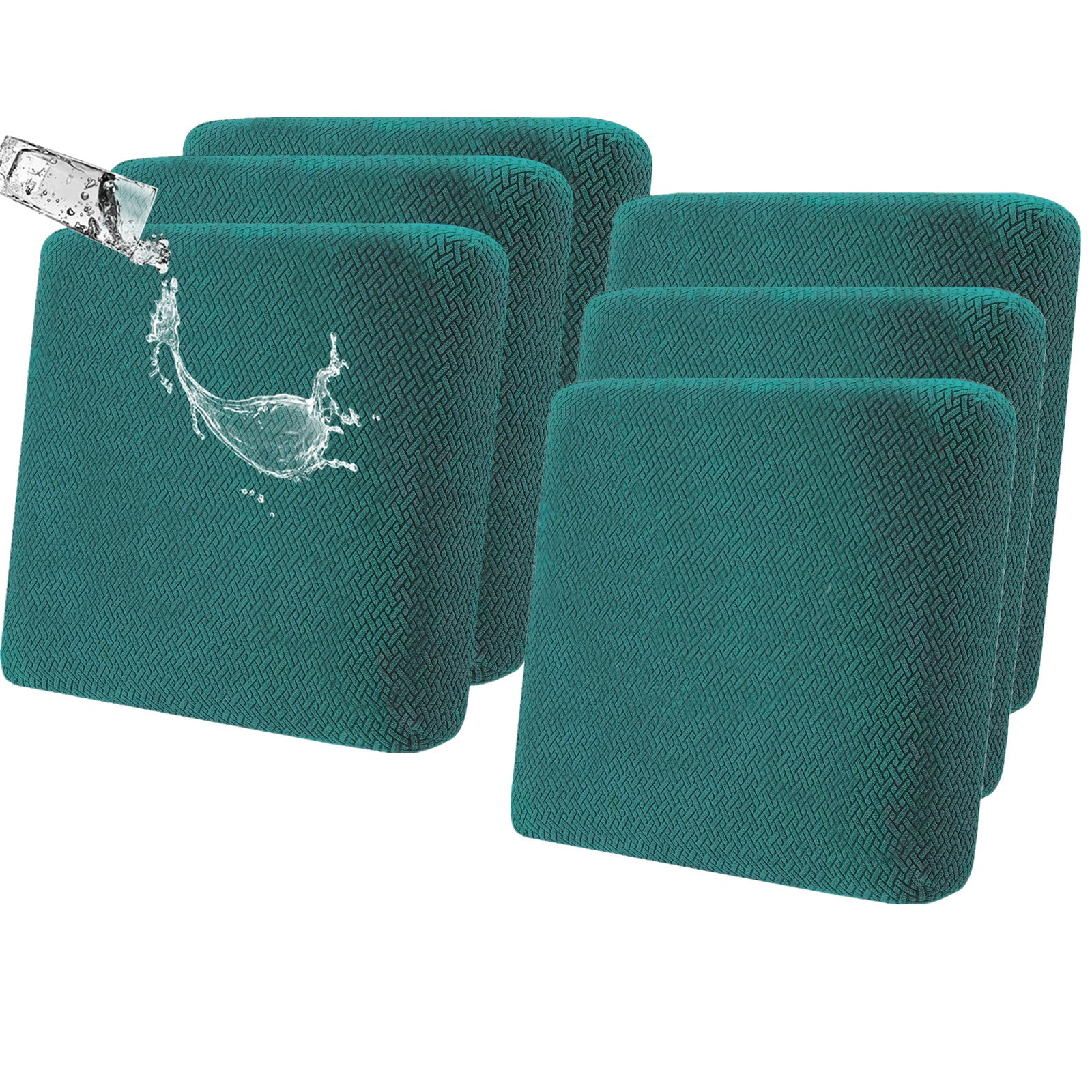 TOPCHANCES 6 Pack Patio Stretch Sofa Cushion Covers, Waterproof Outdoor Furniture Cushion Slipcovers Replacement Chair Seat Protector Covers