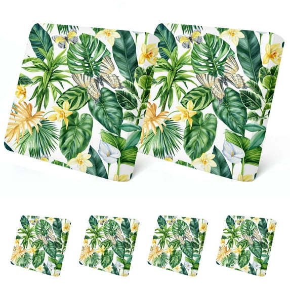 TOPCHANCES 6 Pcs Patio Stretch Sofa Cushion Covers Outdoor Cushion Covers Replacement with Elastic Bottom, Couch Slipcover Sofa Seat Covers Patio Furniture Protector, Green Leaves