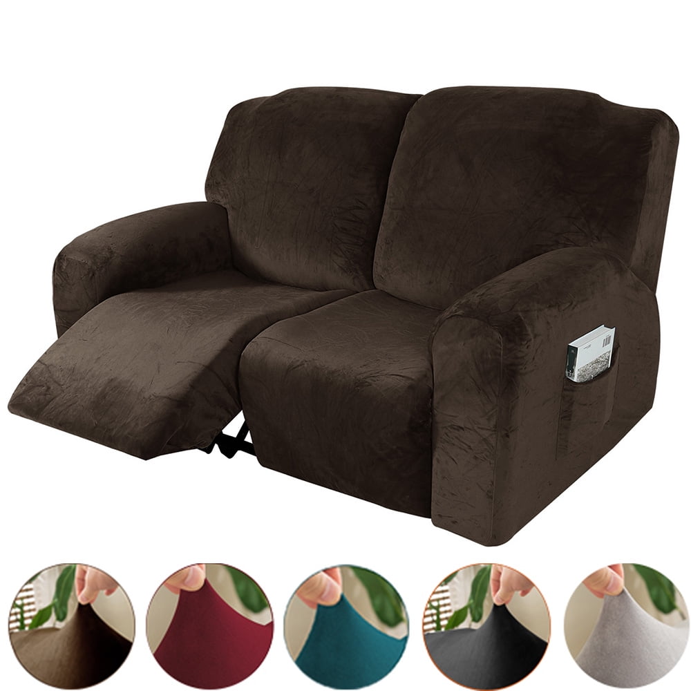 TOPCHANCES 6 Piece Velvet Recliner Cover for 2 Cushion Reclining ...