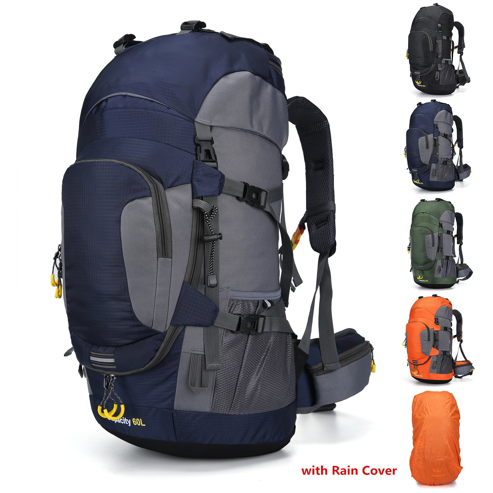 60l outdoor backpack hiking bag camping travel waterproof mountaineering pack Topchances 60L Hiking Backpack, Waterproof Camping Bag with Rain Cover, Lightweight Backpacking Back Pack, Adult Unisex, Size: 3-6 Months, Red
