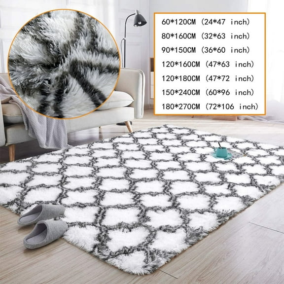 TOPCHANCES 71 x 106 Inch Super Soft Fluffy Floor Rug Washable Shag Rug Shaggy Area Rug Bedroom Dining Room Anti-skid Carpet Yoga Mat Play Mat-Grey