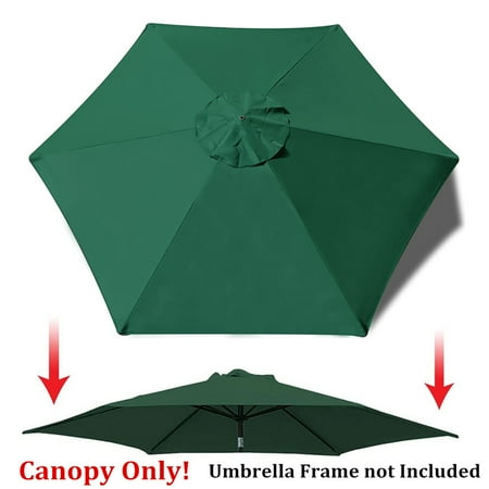 TOPCHANCES 8.8ft 6 Ribs Outdoor Patio Umbrella Canopy Cover, Replacement Cover Top, Green (Cover Only)