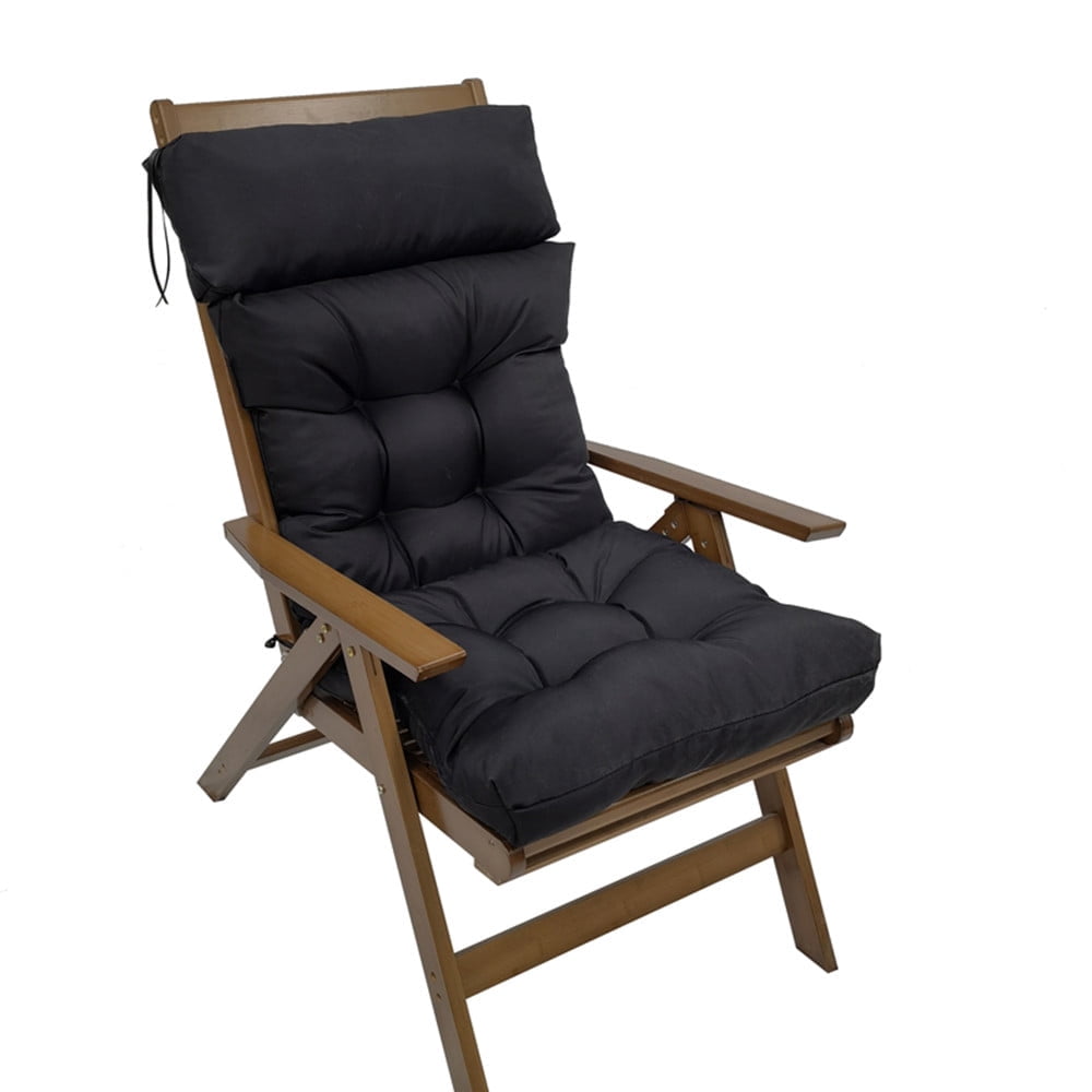 TOPCHANCES Adirondack Chair Cushion, Waterproof Rocking Chair Cushion, Patio Chair Cushions Seat Back Cushion with Ties for Indoor Outdoor Use, 49x21x3 inch, Black