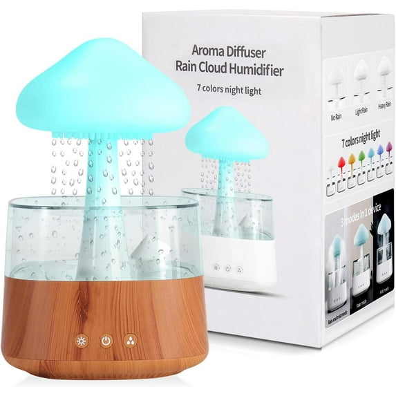 TOPCHANCES Air Humidifier, Essential Oil Diffuser with 7 Colors LED Lights, Auto Shut-Off Humidifier for Bedroom, Living Room, Office ( CH08, Wooden Color )