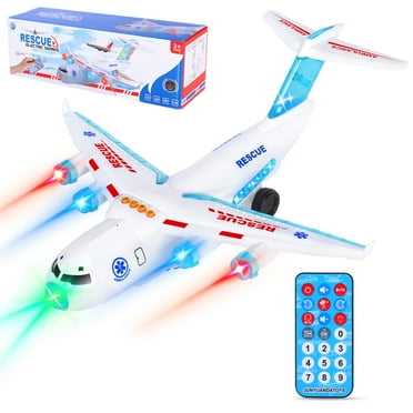 TOPCHANCES Airplane Toys for Kids, Bump and Go Electric Plane Toys with LED Flashing Light and Music Remote Control for Boys Girls Toddler 3-7 Year Old Birthday Gift