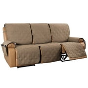 TOPCHANCES Anti-Slip Recliner Sofa Cover, Waterproof Reclining Couch Slipcover for 3-Seater Recliner Sofa, Tan