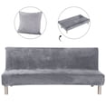 thumbnail image 1 of TOPCHANCES Armless Sofa Bed Cover Stretch Futon Slipcover Plush Thick Solid Color 3 Seat Full Folding Sofa Couch Furniture Protector with Pillowcase, Light Grey, 1 of 5