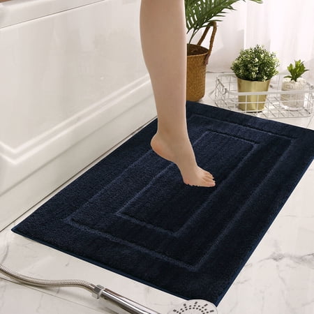 TOPCHANCES Bathroom Rug Bath Mat, Soft Absorbent Bathroom Mat, Fluffy Shaggy Bath Rug ( 40x60cm, Deep Blue )