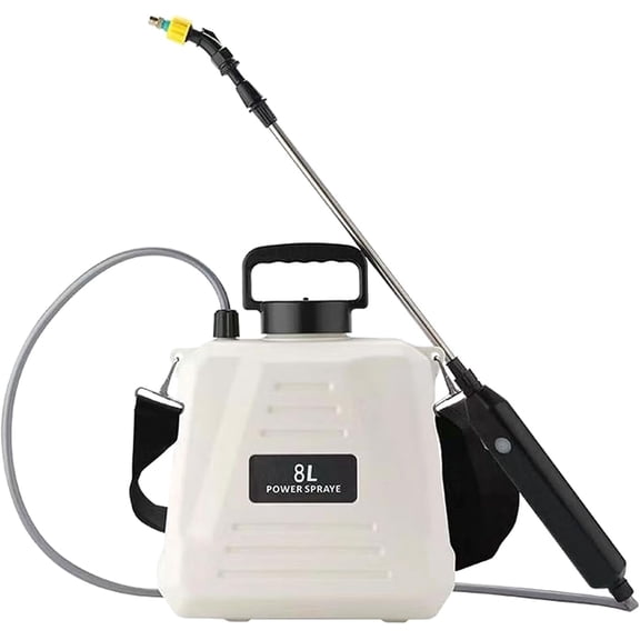 TOPCHANCES Battery Powered Sprayer 2.1 Gallon, Electric Sprayer with USB Rechargeable Handle, Portable Garden Sprayer with 3 Mist Nozzles Retractable Wand and Adjustable Shoulder Strap (White)