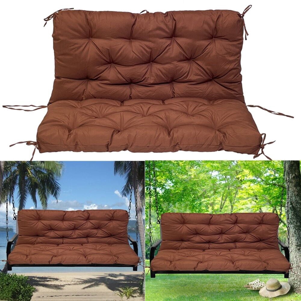 TOPCHANCES Bench Cushion Swing Chair Cushion Replacement Seat Pad 2-3 Seater Water Repellent Bench Cushion with Ties for Outdoor Garden Patio Furniture, Brown, 150cmx100cm