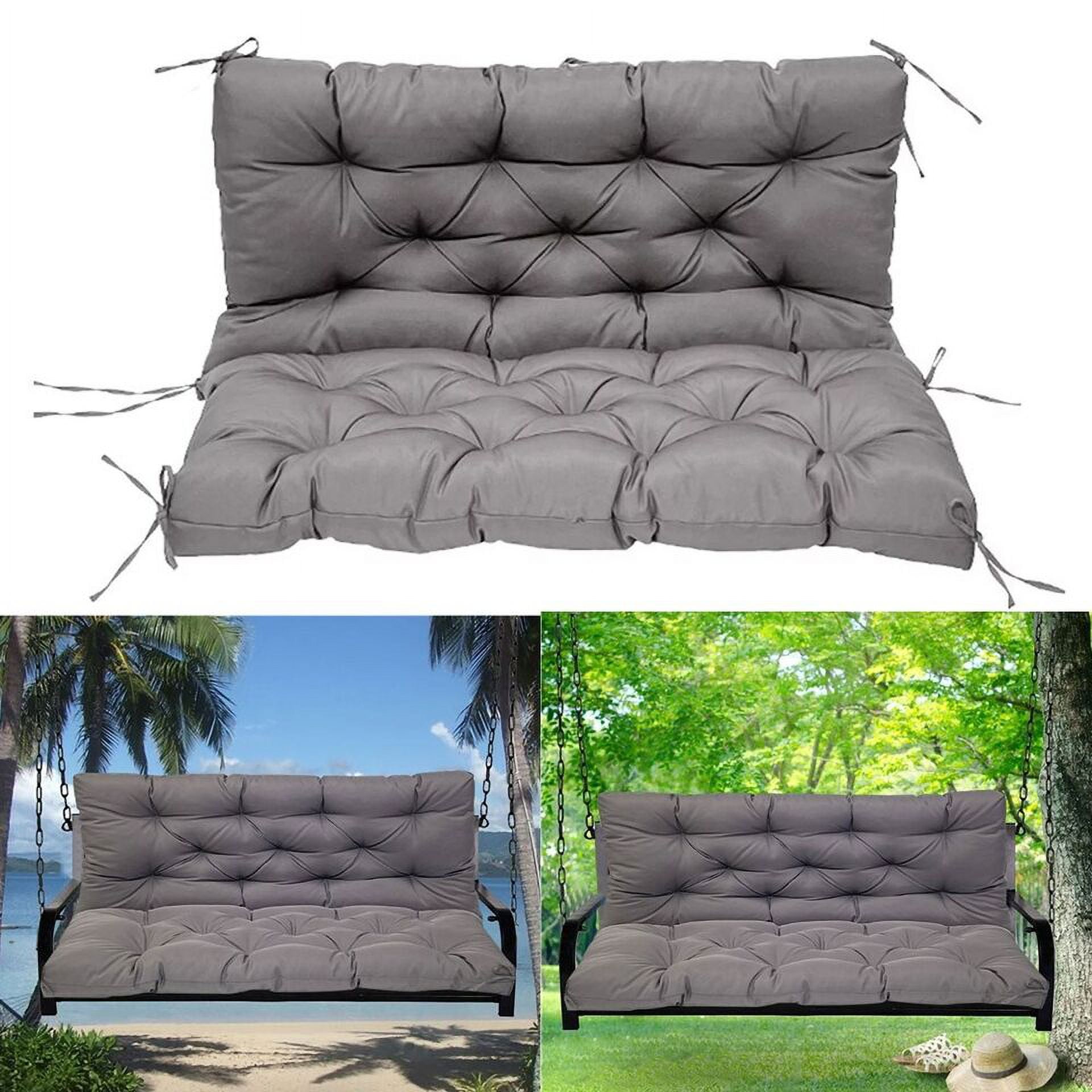 TOPCHANCES Bench Cushion Swing Chair Cushion Replacement Seat Pad 2-3 Seater Water Repellent Bench Cushion with Ties for Outdoor Garden Patio Furniture, Dark Gray, 120cmx100cm