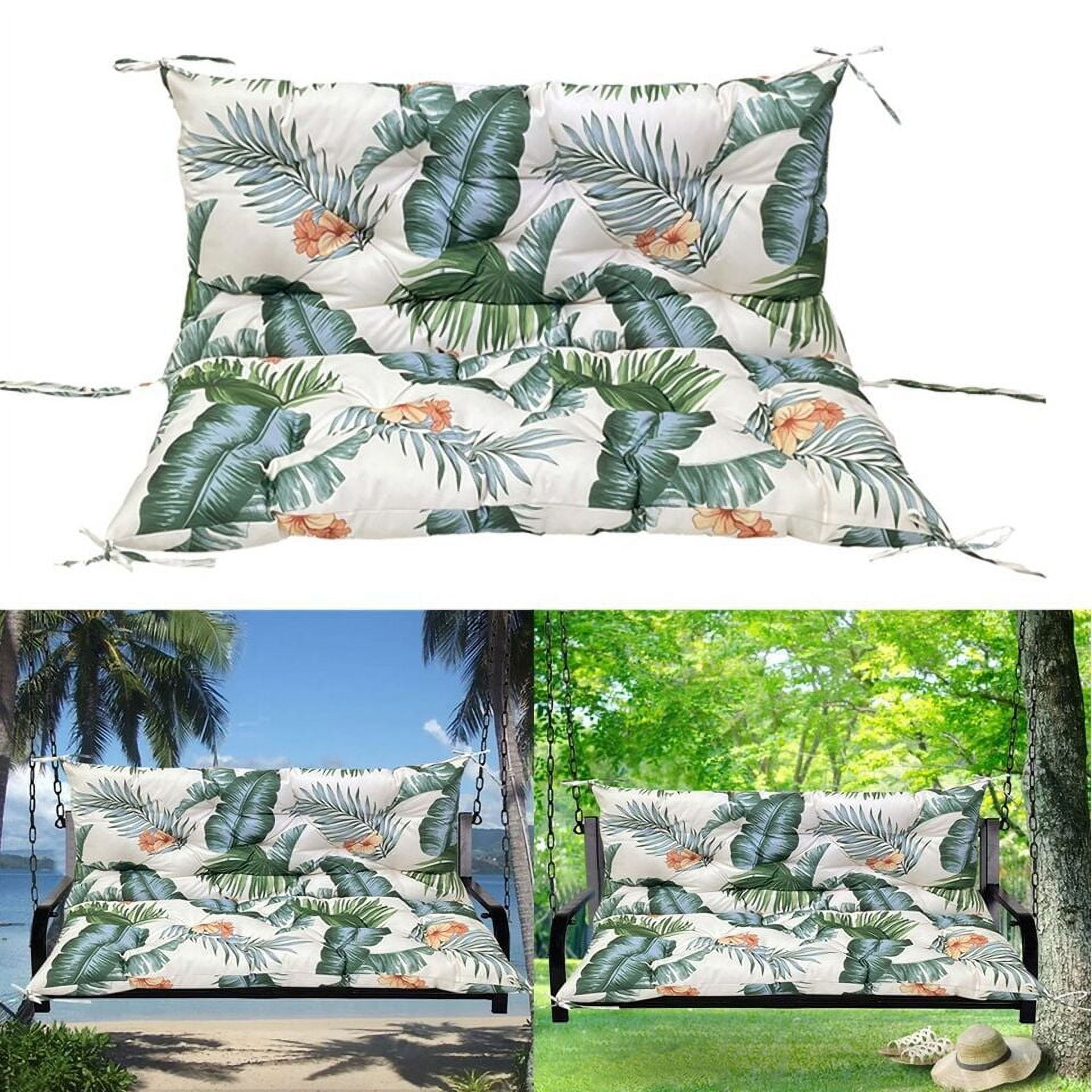 TOPCHANCES Bench Cushion Swing Chair Cushion Replacement Seat Pad 2-3 Seater Water Repellent Bench Cushion with Ties for Outdoor Garden Patio Furniture, Hawaii, 100cmx100cm
