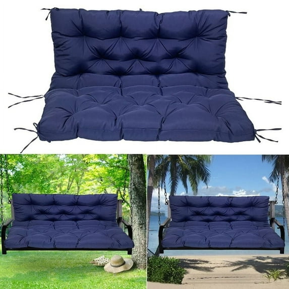 TOPCHANCES Bench Cushion Swing Chair Cushion Replacement Seat Pad 2-3 Seater Water Repellent Bench Cushion with Ties for Outdoor Garden Patio Furniture, Navy Blue, 150cmx100cm