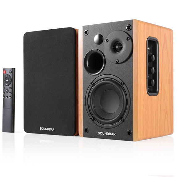 Topchances Model1 Bluetooth 80 Watt Continuous Power Bookshelf Speakers with Remote Control, Black