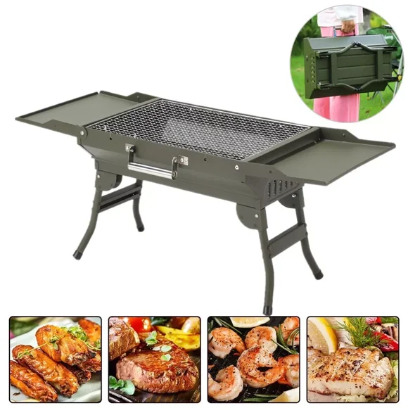 TOPCHANCES Camping Campfire Grill for Outdoor BBQ, Portable Folding Charcoal Grills, Heavy Duty Firepit Grill with handle for Outdoor Patio, Backyard