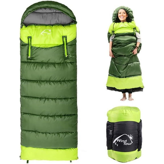 TOPCHANCES Camping Sleeping Bag for Adults - Lightweight Wearable Sleeping Bag with Compression Storage Sack Fits 5°F - 50°F Cold Weather (4.3lbs - Right Zipper)