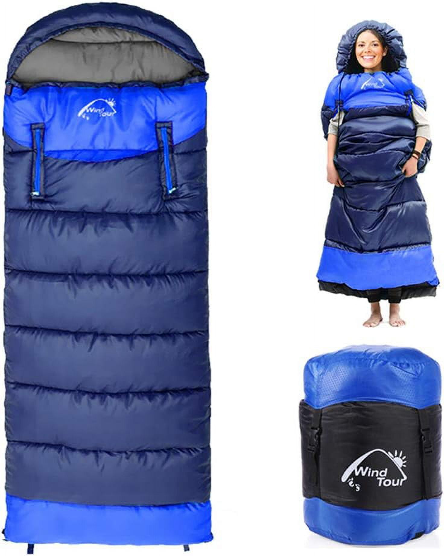 TOPCHANCES Camping Sleeping Bag for Adults - Lightweight Wearable Sleeping Bag with Compression Storage Sack Fits 5°F - 50°F Cold Weather (4.3lbs - Right Zipper)