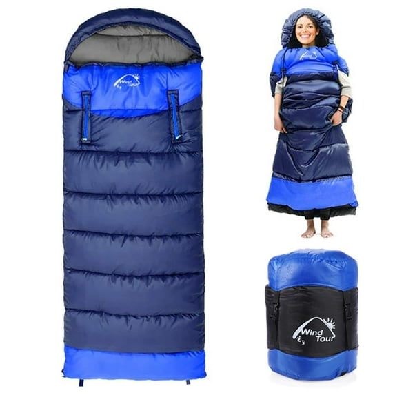 TOPCHANCES Camping Sleeping Bag for Adults - Lightweight Wearable Sleeping Bag with Compression Storage Sack Fits 5°F - 50°F Cold Weather (4.3lbs - Left Zipper)
