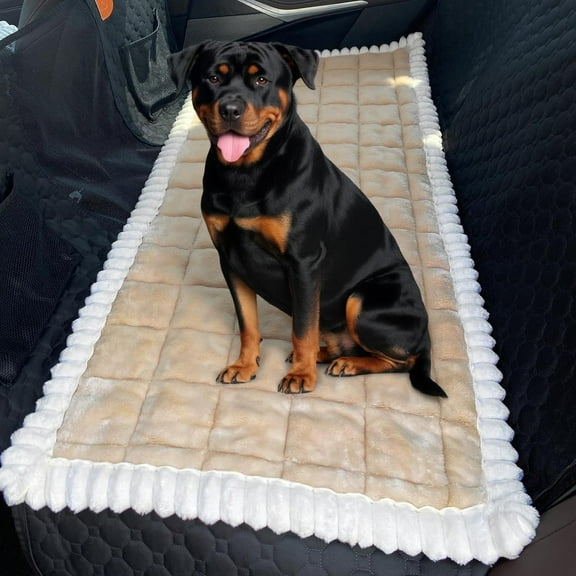 TOPCHANCES Car Rear Row Seat Cushion Cover Mat, Universal Car Back Seat Protector Pad for Dogs Pets, 24.8*54 inch (Light Brown)