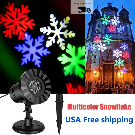 TOPCHANCES Christmas Colorful Snowflake Projector Lights, LED Moving Projector Waterproof Landscape Stage Light Indoor Outdoor Decorative Lighting Projectors for Christmas New Year Party