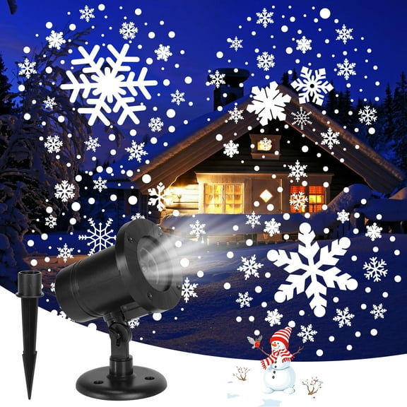 TOPCHANCES Christmas Projector Lights Outdoor, Waterproof White Snowflake Light Projector, Snowfall Spotlight Lamp for Garden House Decoration