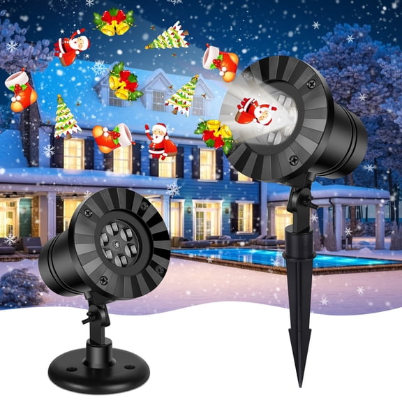 TOPCHANCES Christmas Projector Lights, Santa Claus Snowflake Led Projector Light with Bright HD Patterns, IP65 Waterproof Outdoor Indoor for Xmas Halloween Birthday Party Decoration