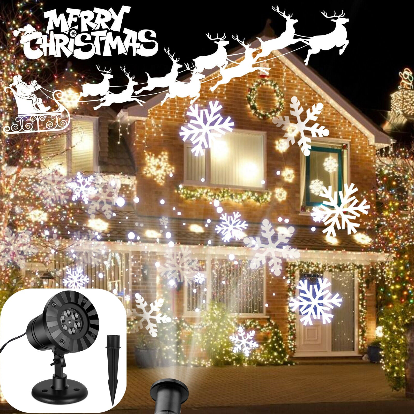 TOPCHANCES Christmas Snowflake Projector Light, HD Dynamic LED Snow
