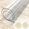 thumbnail image 1 of TOPCHANCES Clear Plastic Tablecloth, 100% Waterproof Oilproof PVC Table Cover Protector, 1.5mm Thick Easy Clean Vinyl Spills Table Protector (35 x 70 in, with 2pcs Placemats), 1 of 10