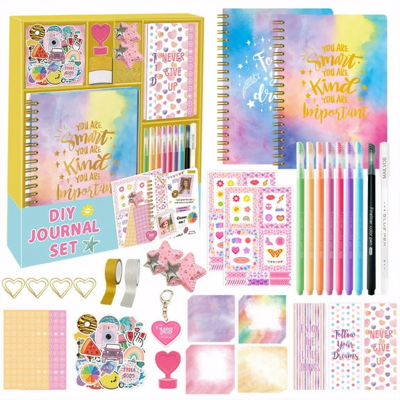 TOPCHANCES DIY Journal Kit for 4-12Y Girls - DIY Journal Set for Tween & Teen Girls, Girls Scrapbook Kit Diary Stationery Set for Kids Birthday Christmas Gifts