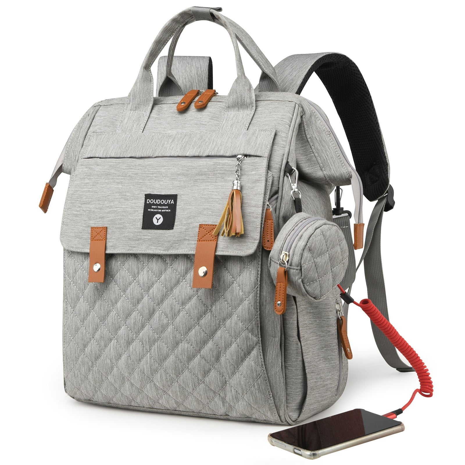 TOPCHANCES Diaper Bag Backpack, Multifunctional Baby Bag with Changing Station, 45L Large Capacity Baby Diaper Bags for Outdoor Travel (Gray)