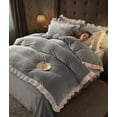 thumbnail image 1 of TOPCHANCES Duvet Cover Set, Soft Velvet Bedding Set with One Pillowcase for Twin Size Bed, 67*89 inch (Gray), 1 of 7
