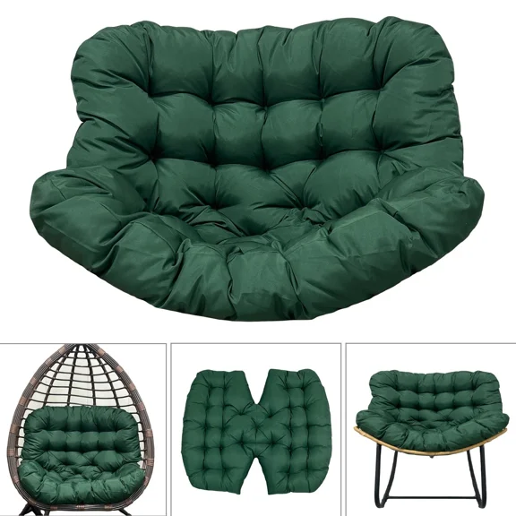 TOPCHANCES Egg Chair Cushion Only, Water-Resistant Outdoor Rocking Chair Cushion, Thick Papasan Seat Cushion with Ties for Patio, Porch, Balcony, Garden (Dark Green)