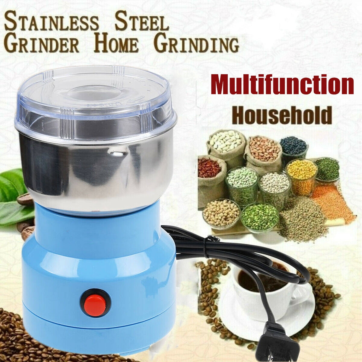 Electric Spices Nuts Coffee Bean Mills Cutter Grinder with Stainless Steel for Home Kitchen