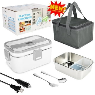 Electric Lunch Box for Car and Home 110V & 12V 40W Portable Food Warmer  Heater 1.5L Stainless Steel Container - axGear 