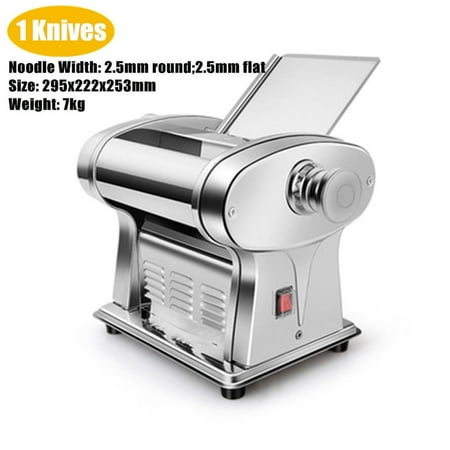 TOPCHANCES Electric Pasta Maker Machine Noodle Maker Pasta Dough Spaghetti Roller Pressing Machine Stainless Steel 135W for Home Use (2.5mm round noodle,2.5mm flat noodle)