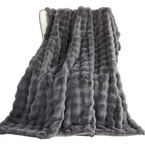 TOPCHANCES Faux Fur Throw Blankets, Soft Luxury Plush Blanket, Fleece Throw Blanket for Sofa Couch, Dark Grey, 39*63inches