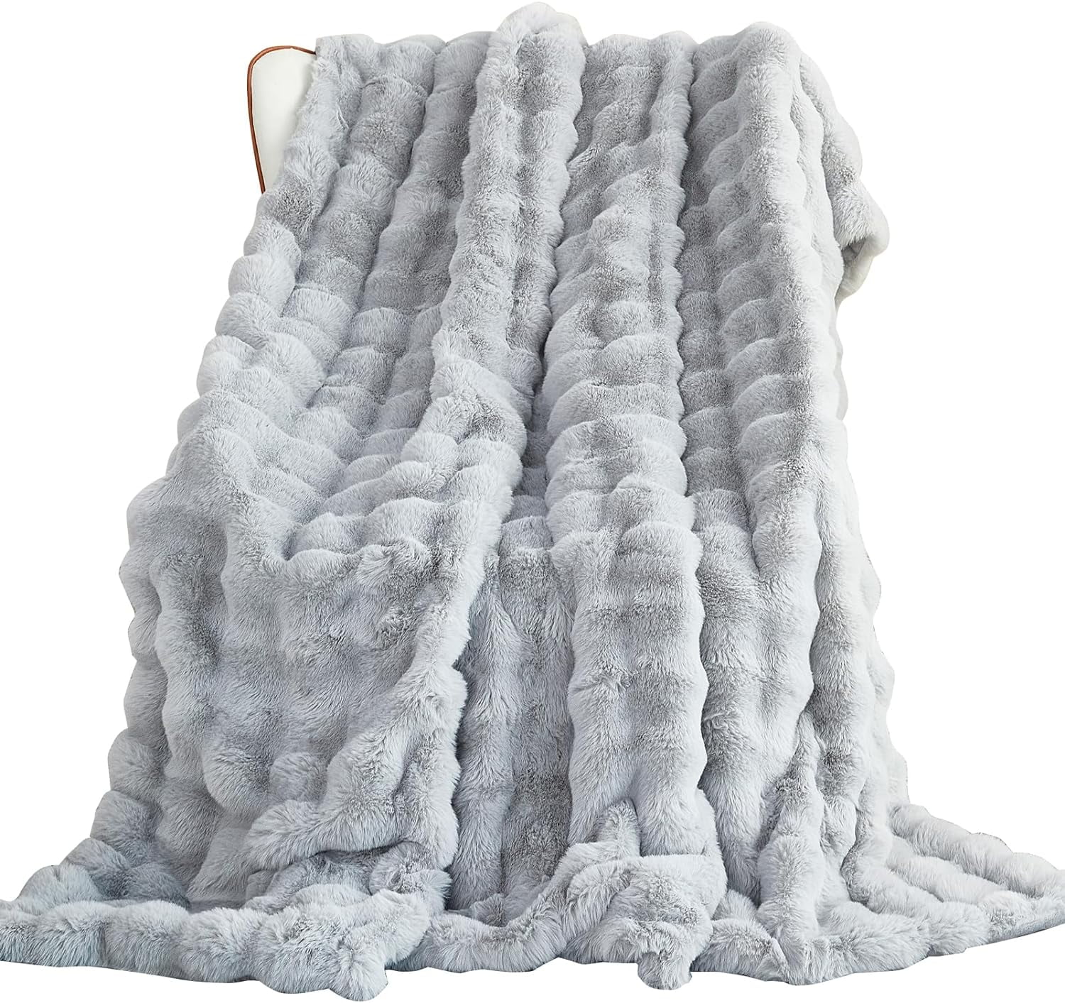 TOPCHANCES Faux Fur Throw Blankets, Soft Luxury Plush Blanket, Fleece Throw Blanket for Sofa Couch, Light Grey, 39*63inches