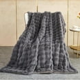 thumbnail image 1 of TOPCHANCES Faux Fur Throw Blankets, Soft Luxury Plush Blanket, Warm Fleece Throw Blanket for Bed Sofa Couch (Dark Grey, 78*63in), 1 of 8