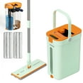 thumbnail image 1 of TOPCHANCES Flat Mop System, Mop and Bucket with Wringer Set, Flat Squeeze Mop with 2pcs Microfiber Pads (Green), 1 of 11