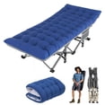 thumbnail image 1 of TOPCHANCES Folding Bed Cot, Folding Camping Cot Guest Bed with Cushion & Carry Bag, 75*28inch, Navy&Gray, 1 of 7