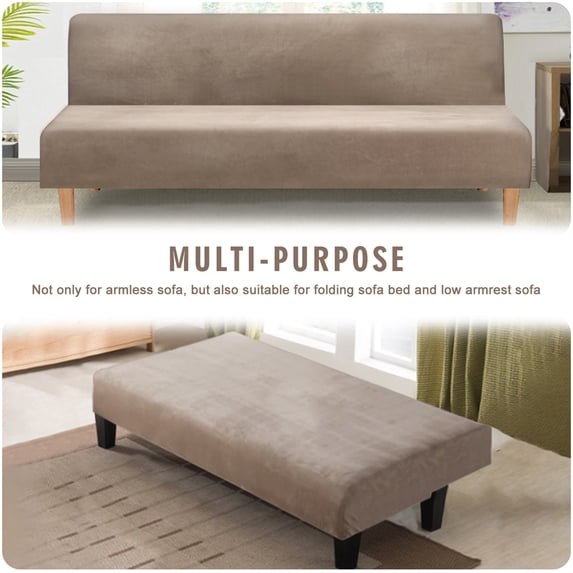 TOPCHANCES Folding Sofa Bed Futon Cover Velvet Stretch Slipcover Polyester Elastic Fabric All-Inclusive Cover Furniture Protector, Camel