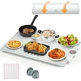thumbnail image 1 of TOPCHANCES Food Warming Mat, Foldable Roll Up Silicone Electric Warming Tray with 5 Level Temperature, 9mm Anti-Scald Upgrade, 24H Heating by Appointment (White), 1 of 8