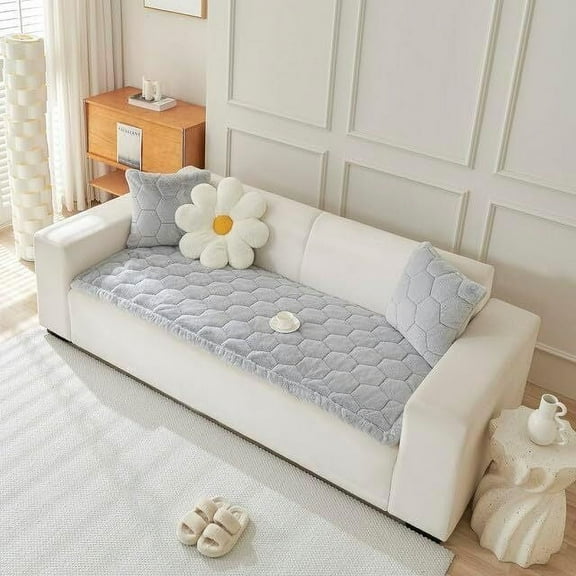 TOPCHANCES Fuzzy Couch Covers for Pets, Thickened Sofa Covers Furniture Protector Mat, Pet Bed Mat Couch Cover (Light Gray, 90*160cm)