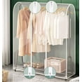 thumbnail image 1 of TOPCHANCES Garment Rack Cover, Transparent Clothes Rail Cover with 2 Durable Zipper, Heavy Duty PEVA Garment Coat Hanger Protector for Clothing Storage, 79x59x20in, 1 of 7